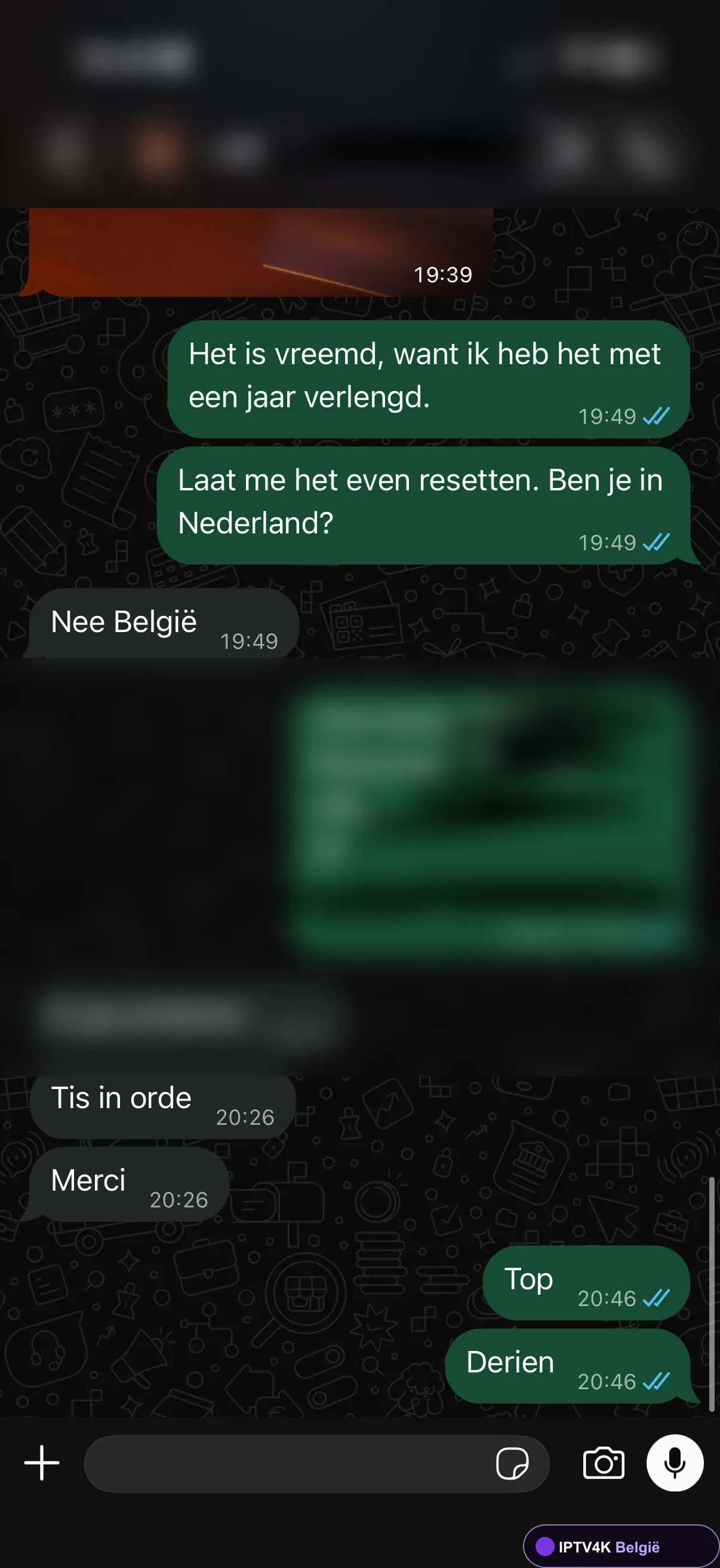 Geanonimiseerde klantreactie over verlengen en hulp in België